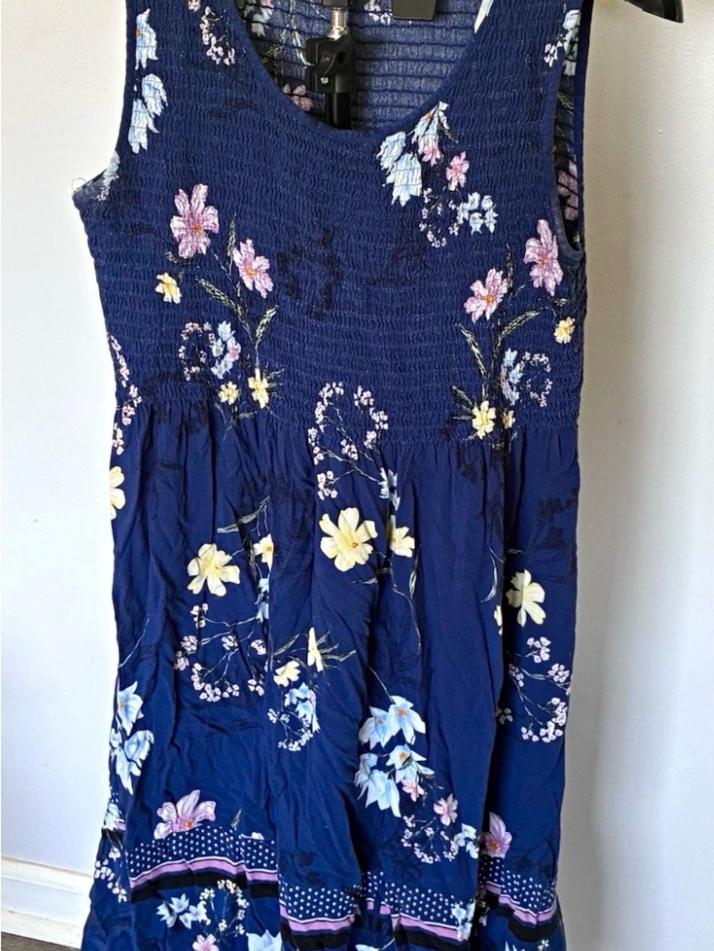 Navy Floral Sleeveless Dress